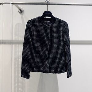 Authentic Chanel Classic Black and White Tweed Blazer